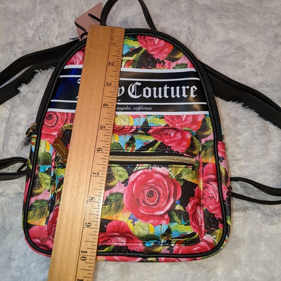 Nwt Juicy Couture Black Multi Rose Juicy Billboard SM Backpack - Picture 12 of 16